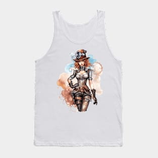 Watercolor Steampunk Girl #6 Tank Top